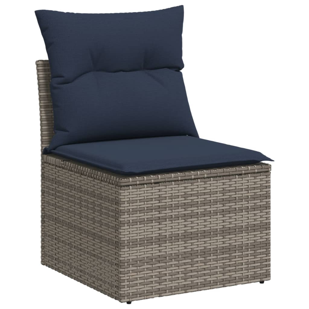 Set Divani da Giardino 10 pz con Cuscini Grigio in Polyrattan - immagine 3