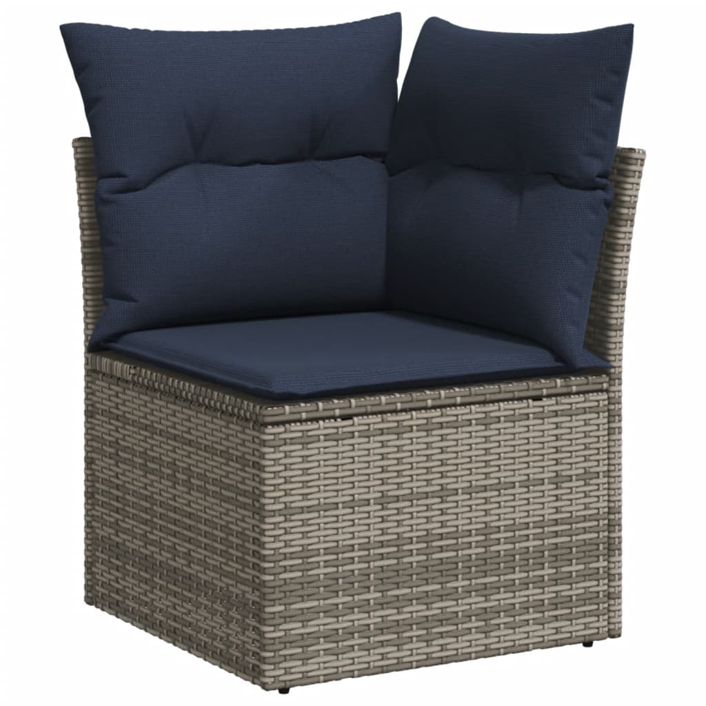 Set Divani da Giardino 14pz con Cuscini in Polyrattan Grigio - immagine 4