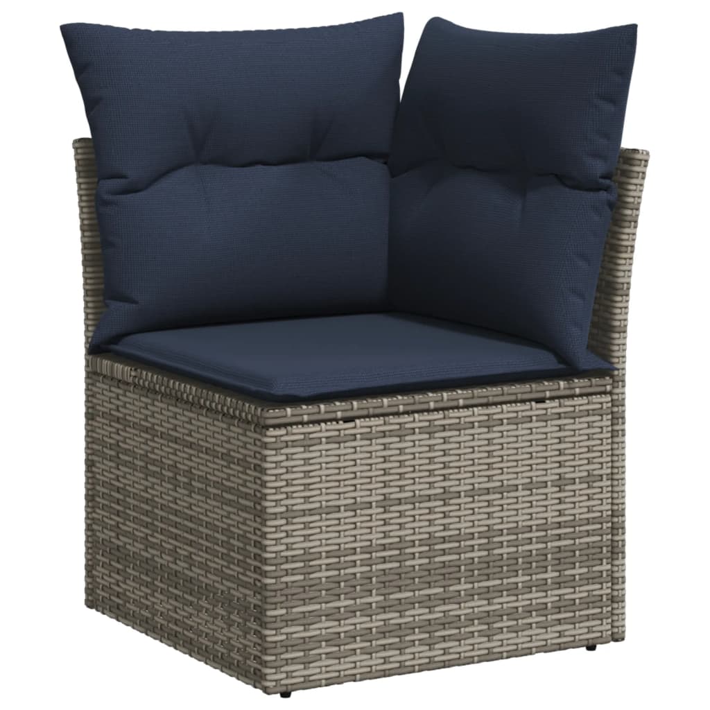 Set Divani da Giardino 13 pz con Cuscini Grigio in Polyrattan - immagine 4