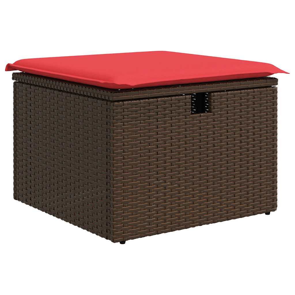 Set Divani da Giardino 7 pz con Cuscini Marrone in Polyrattan - immagine 5