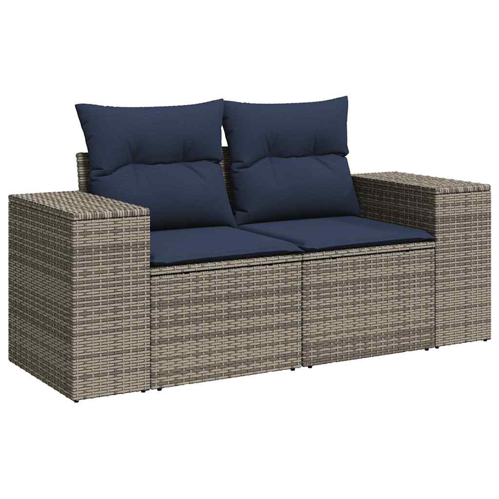 Set Divano da Giardino 5 pz con Cuscini Grigio in Polyrattan - immagine 5