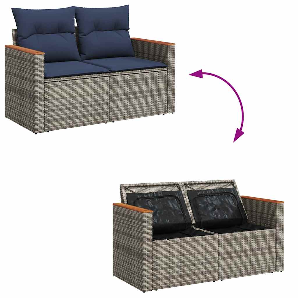 Set Divano da Giardino 6 pz con Cuscini Nero in Polyrattan - immagine 6