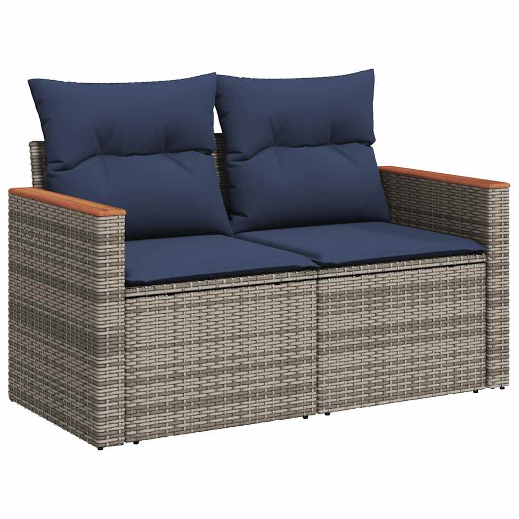 Set Divani da Giardino 11 pz con Cuscini in Polyrattan Grigio - immagine 5