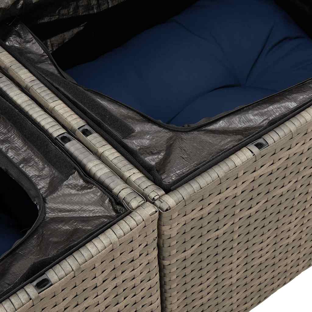 Set Divano da Giardino 6pz con Cuscini Grigio Polyrattan Acacia - immagine 9