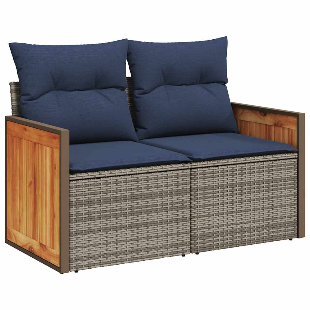 Set Divani da Giardino 7pz con Cuscini Grigio Polyrattan Acacia - immagine 4