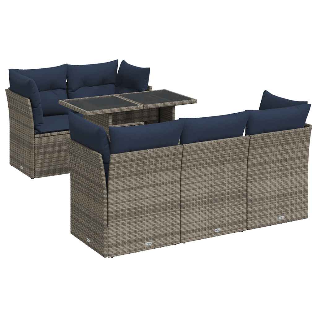 Set Divano da Giardino 6pz con Cuscini Grigio Polyrattan Acacia - immagine 2