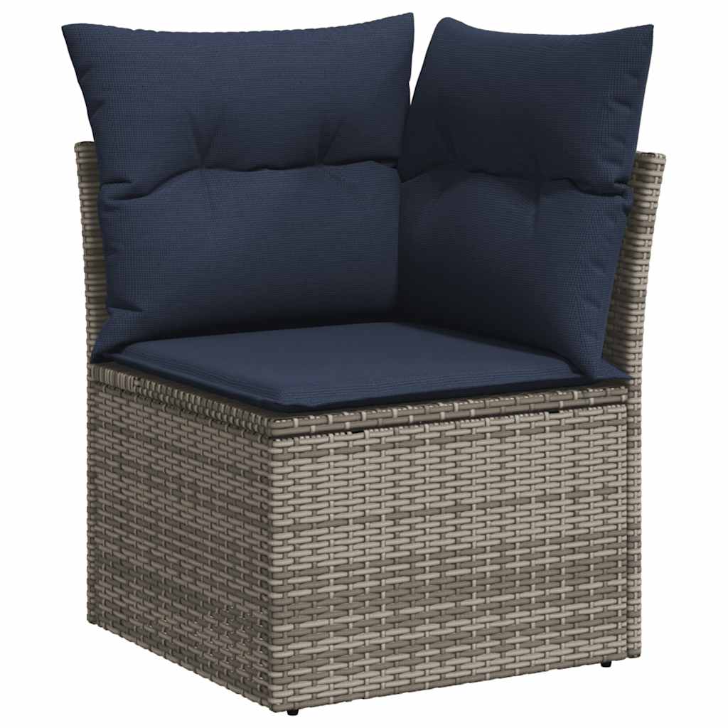 Set Divano Giardino 5 pz con Cuscini Grigio Polyrattan Acacia - immagine 4