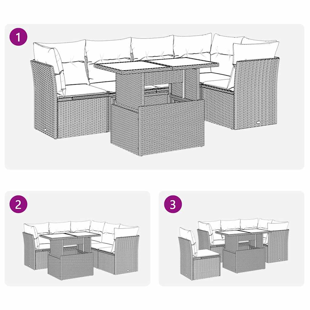 Set Divano Giardino 6 pz con Cuscini Marrone Polyrattan Acacia - immagine 8