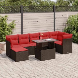 Set Divani Giardino 7 pz con Cuscini Marrone Polyrattan Acacia