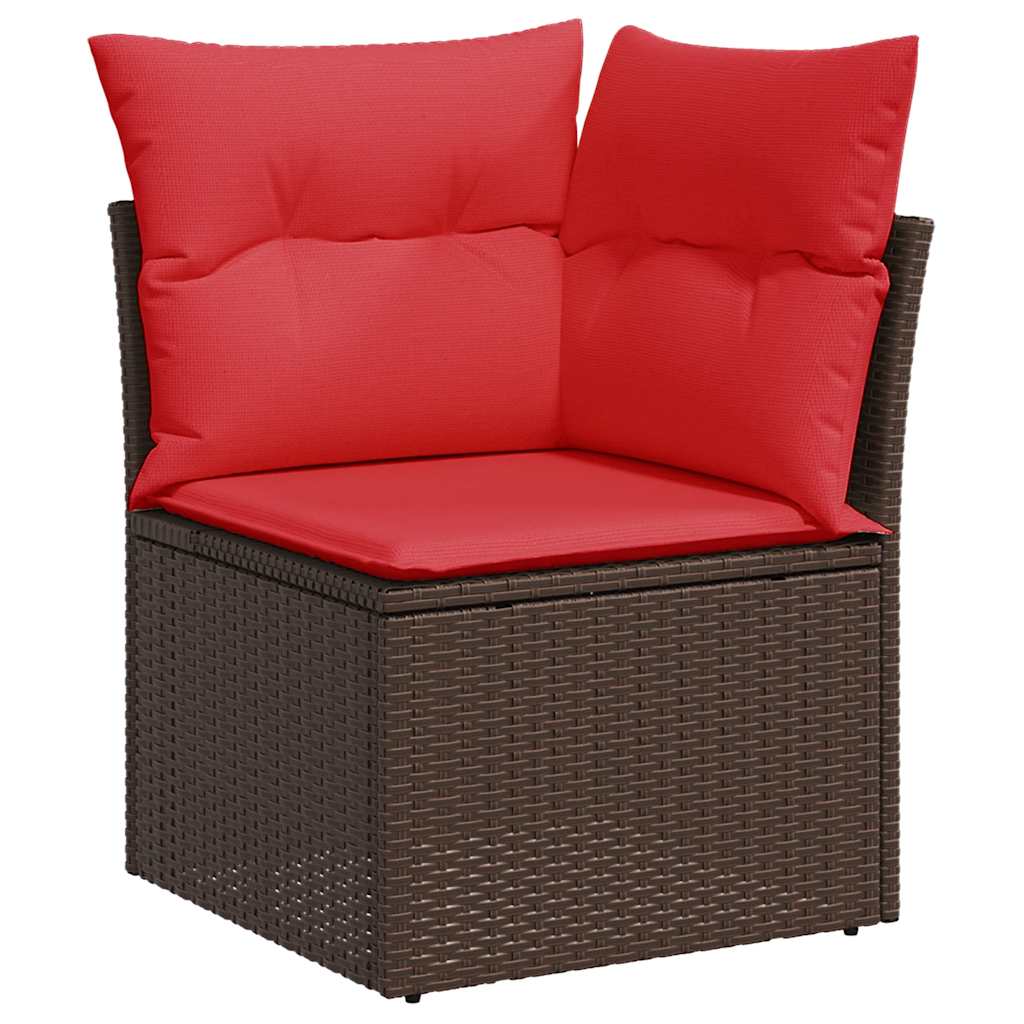Set Divani Giardino 9 pz con Cuscini Marrone Polyrattan Acacia - immagine 4
