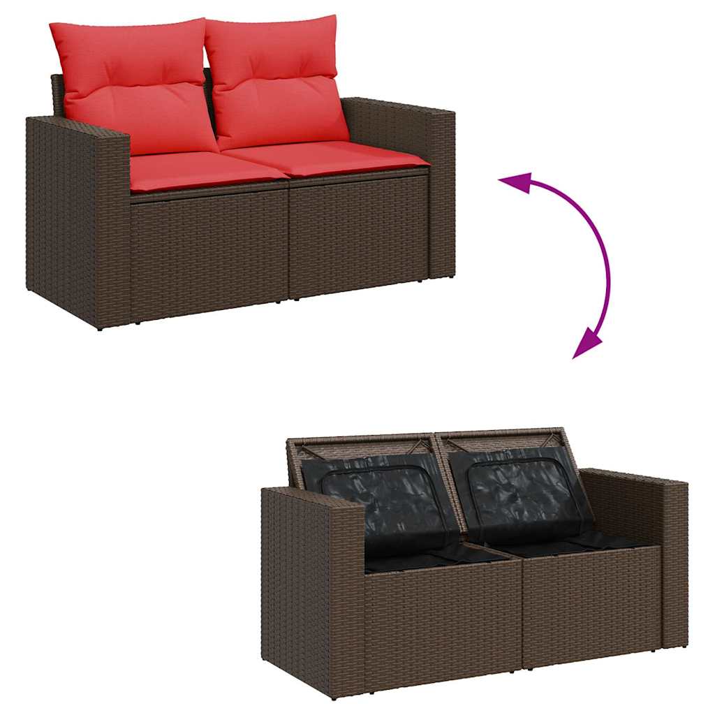 Set Divano Giardino 6 pz con Cuscini Marrone Polyrattan Acacia - immagine 7