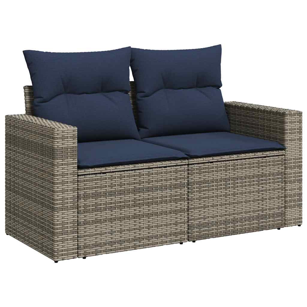 Set Divano da Giardino 6pz con Cuscini Grigio Polyrattan Acacia - immagine 4