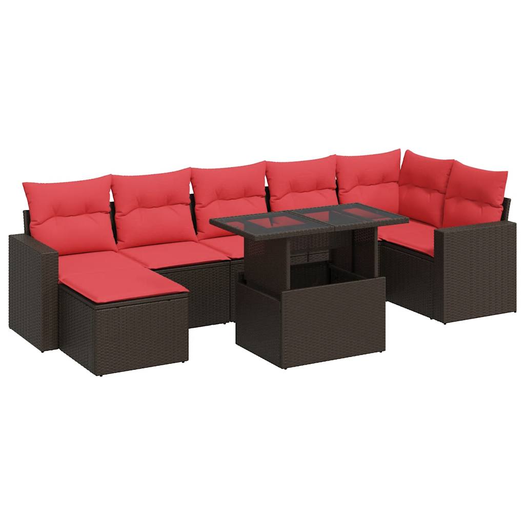 Set Divani Giardino 8 pz con Cuscini Marrone Polyrattan Acacia - immagine 2