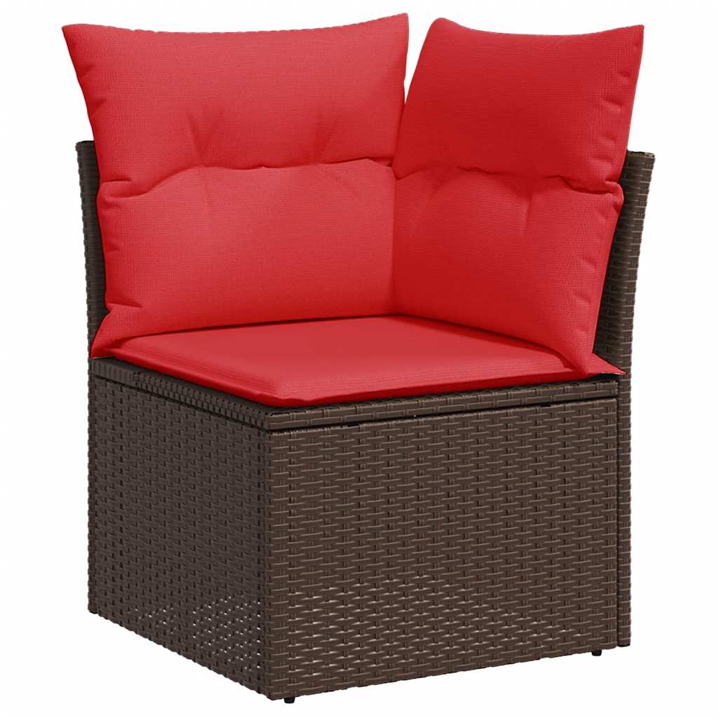 Set Divani Giardino 8 pz con Cuscini Marrone Polyrattan Acacia - immagine 4