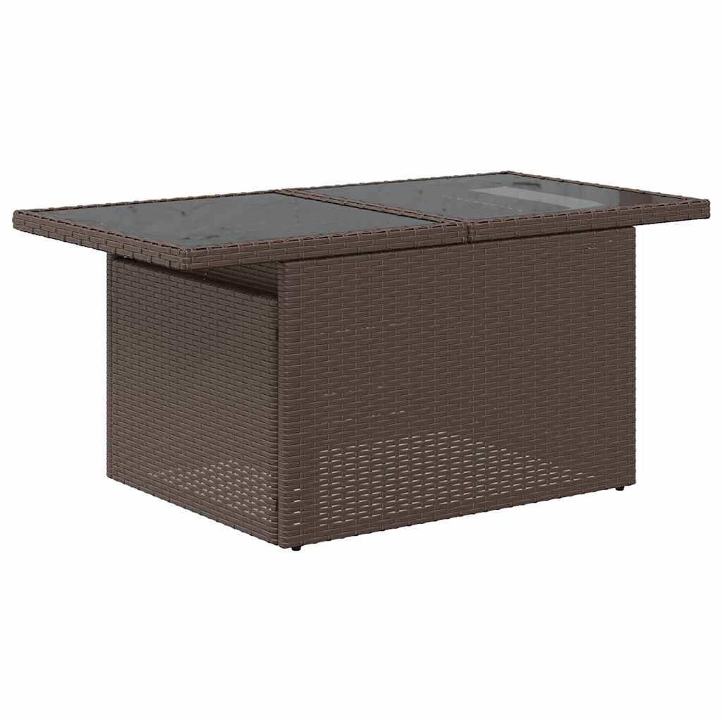 Set Divani Giardino 10 pz con Cuscini Polyrattan Marrone Acacia - immagine 6