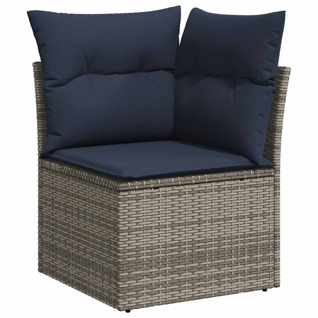 Set Divani da Giardino 5 pz con Cuscini Grigio Polyrattan Acacia - immagine 4