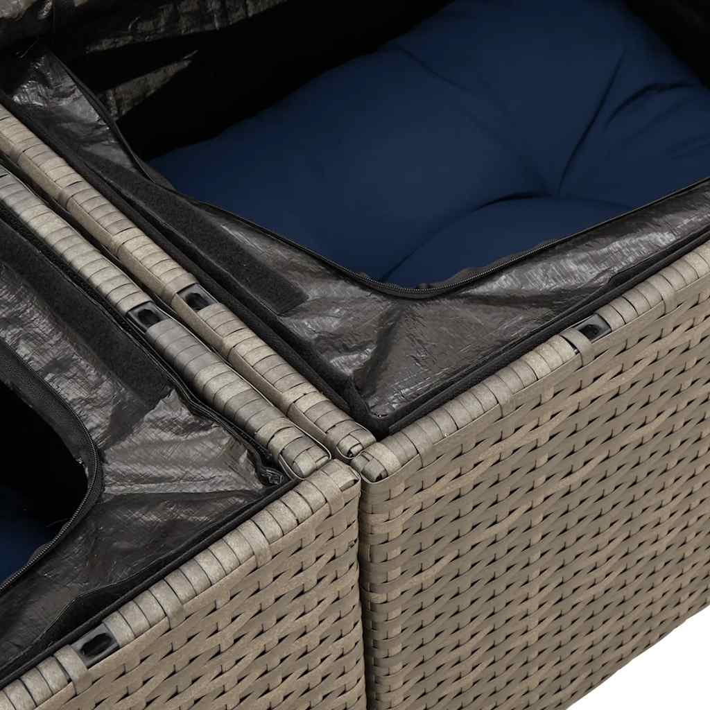 Set Divano da Giardino 6pz con Cuscini Grigio Polyrattan Acacia - immagine 9