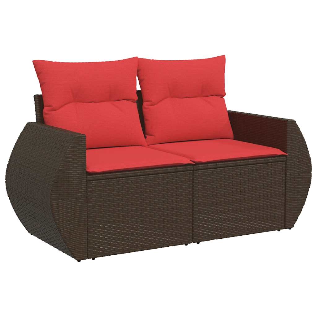 Set Divani Giardino 7 pz con Cuscini Marrone Polyrattan Acacia - immagine 4