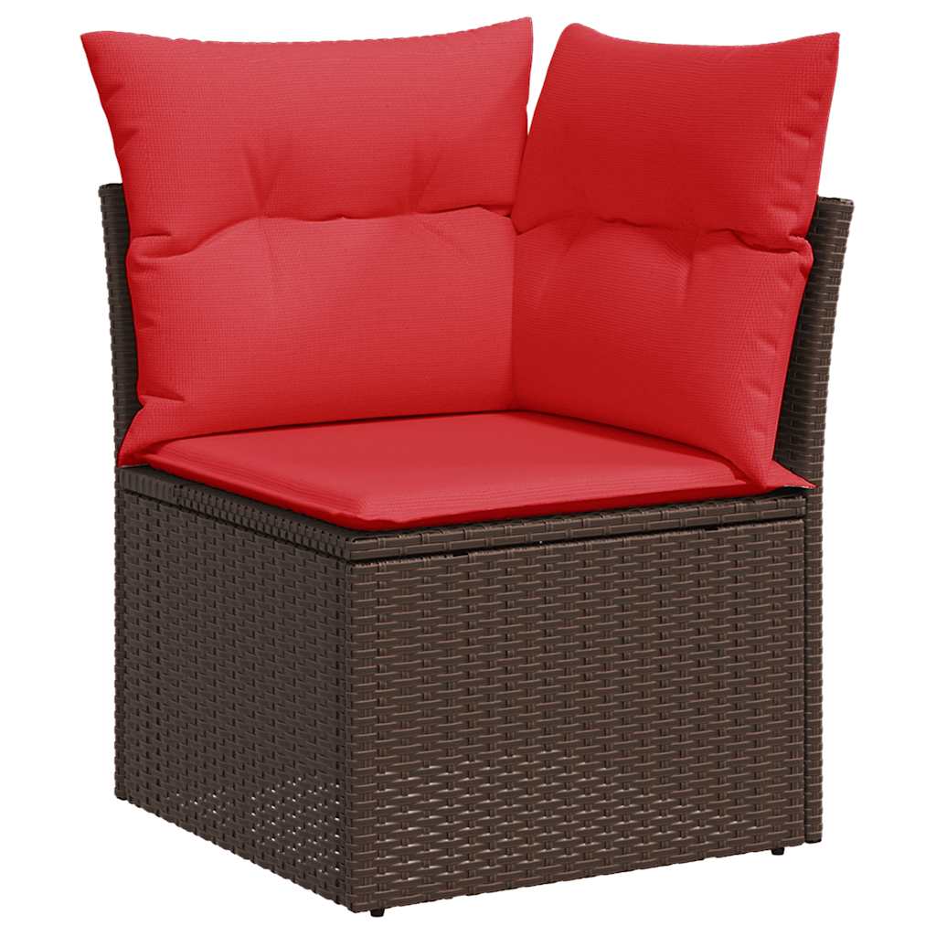 Set Divani Giardino 7 pz con Cuscini Marrone Polyrattan Acacia - immagine 5