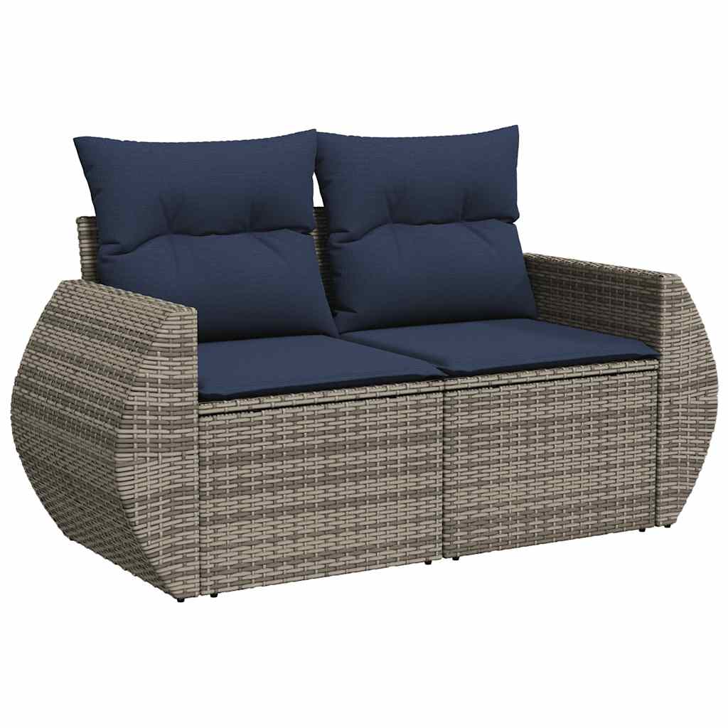 Set Divani da Giardino 7pz con Cuscini Grigio Polyrattan Acacia - immagine 5