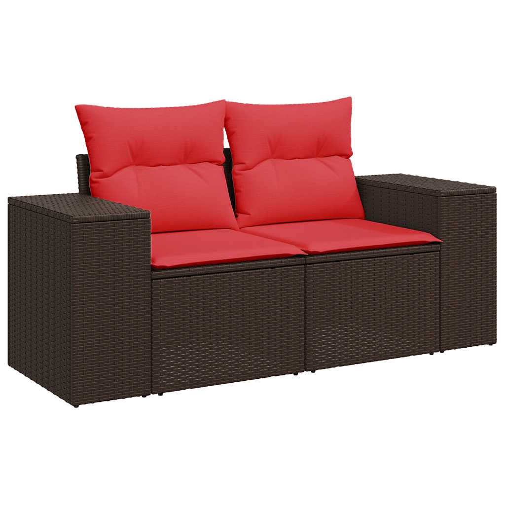 Set Divano Giardino 6 pz con Cuscini Marrone Polyrattan Acacia - immagine 4