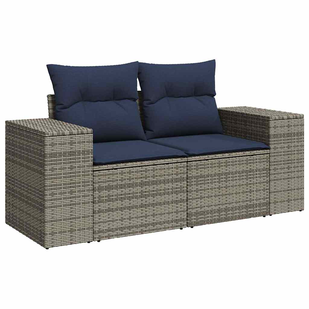 Divano Giardino 10 pz con Cuscini Grigio in Polyrattan Acacia - immagine 3
