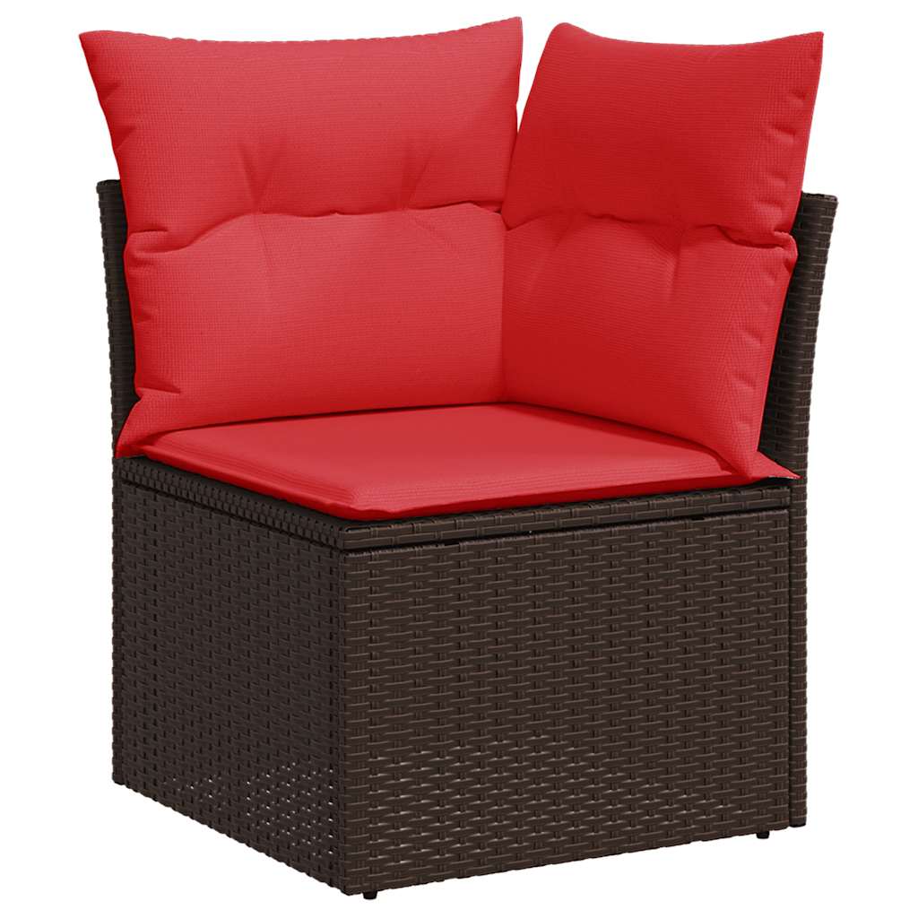Set Divani da Giardino 9 pz con Cuscini Nero Polyrattan Acacia - immagine 4
