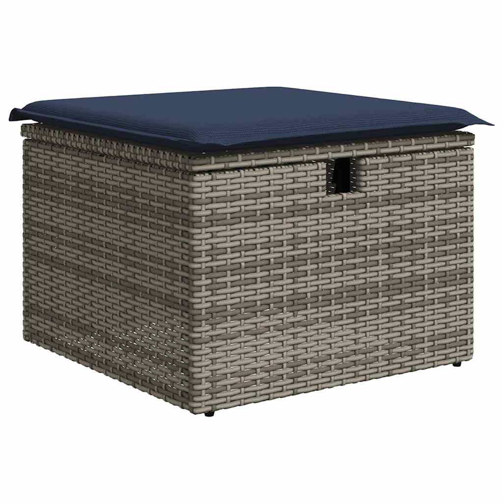 Set Divani da Giardino con Cuscini 7pz Grigio Polyrattan Acacia - immagine 6