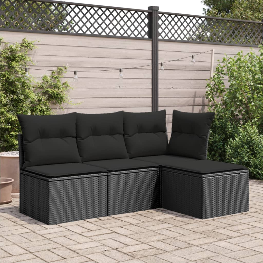 Sgabello da giardino con cuscino nero 55x55x37 cm in polyrattan - immagine 3