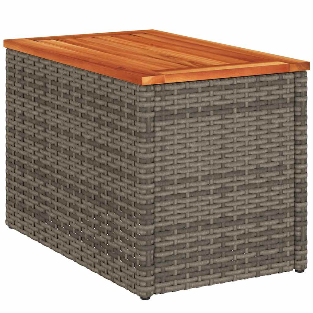 Tavolini Giardino 2pz Grigi 55x34x37 Polyrattan Legno Massello - immagine 5