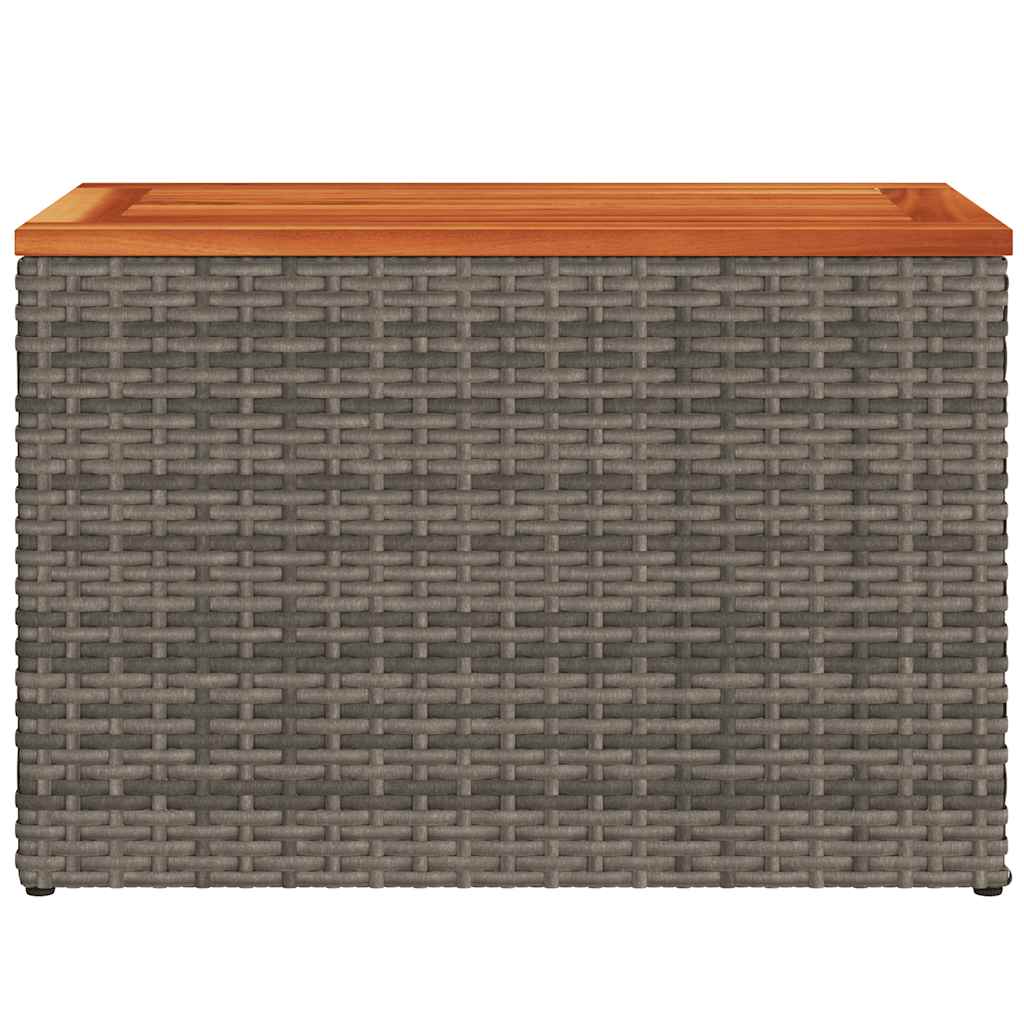 Tavolini Giardino 2pz Grigi 55x34x37 Polyrattan Legno Massello - immagine 6