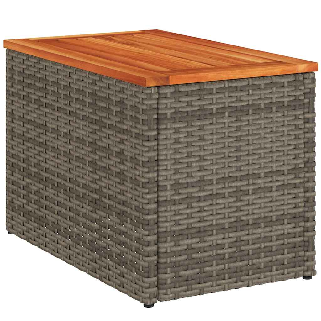 Tavolini Giardino 2pz Grigi 55x34x37 Polyrattan Legno Massello - immagine 8