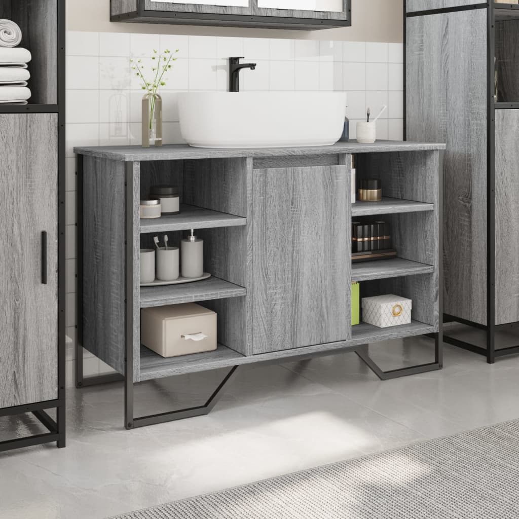 Mobile Lavabo Bagno Grigio Sonoma 91x35x60 cm in Truciolato - immagine 3