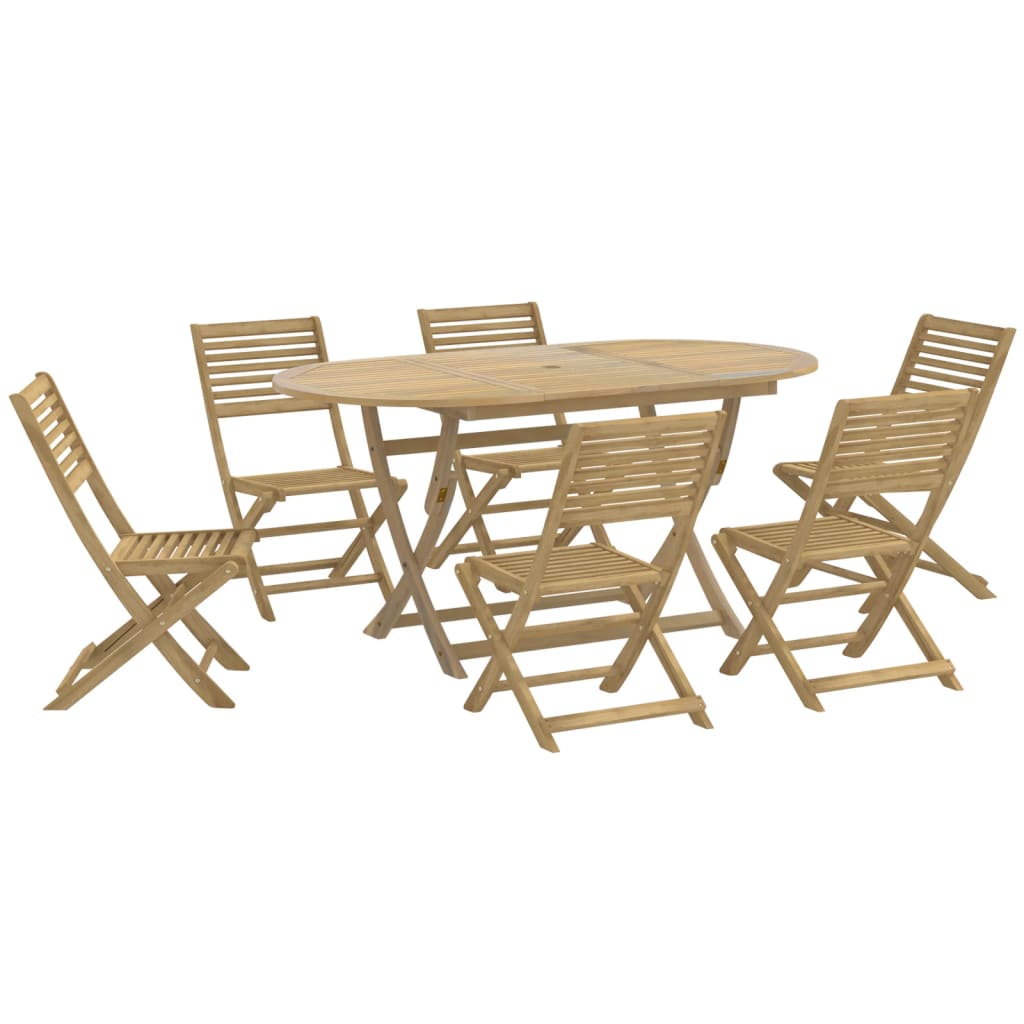 Set da Pranzo da Giardino 7 pz in Legno Massello di Acacia - immagine 2
