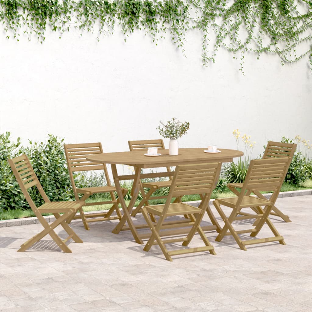 Set da Pranzo da Giardino 7 pz in Legno Massello di Acacia - immagine 3