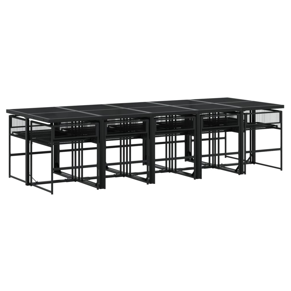 Set da Pranzo da Giardino 13pz Nero in Polyrattan - immagine 5