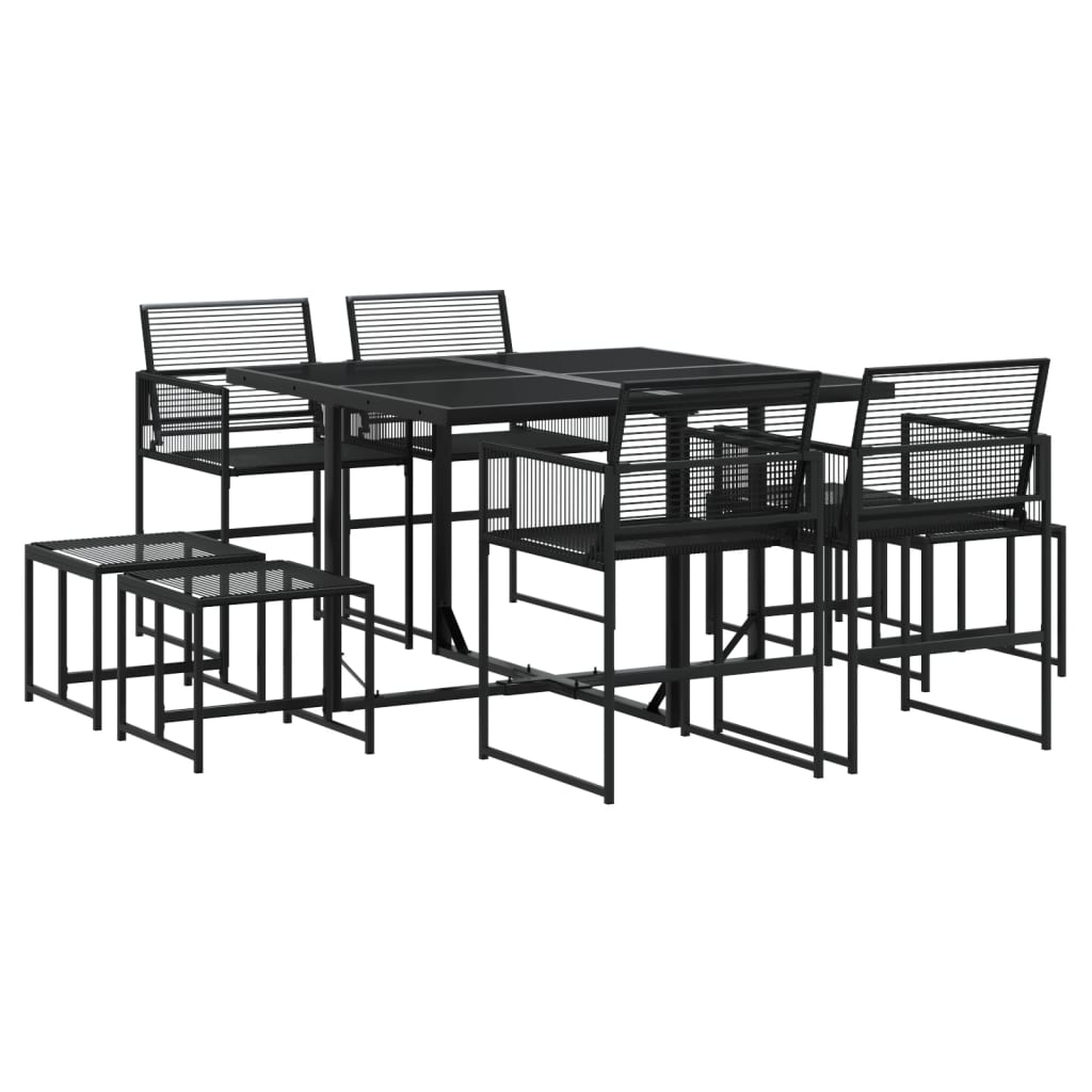 Set da Pranzo da Giardino 9 pz Nero in Polyrattan - immagine 2