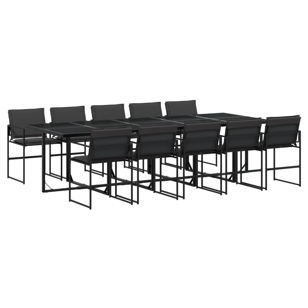 Set da Pranzo da Giardino 11 pz con Cuscini Nero in Textilene - immagine 2