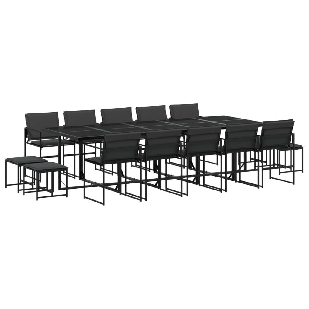 Set da Pranzo da Giardino 11 pz con Cuscini Nero in Textilene - immagine 2