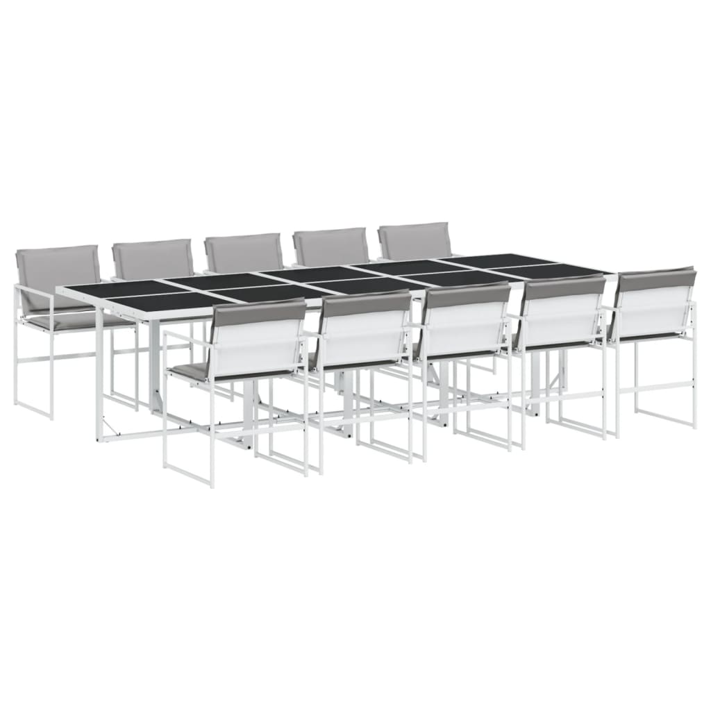 Set da Pranzo da Giardino 11 pz con Cuscini Bianco in Textilene - immagine 2