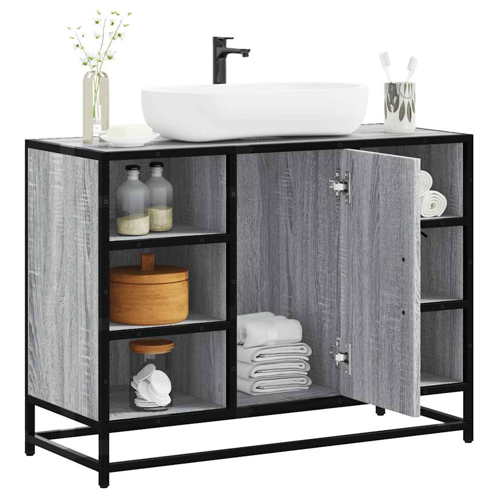 Mobile Lavabo Bagno Nero 60x30x60 cm Legno Multistrato - immagine 5