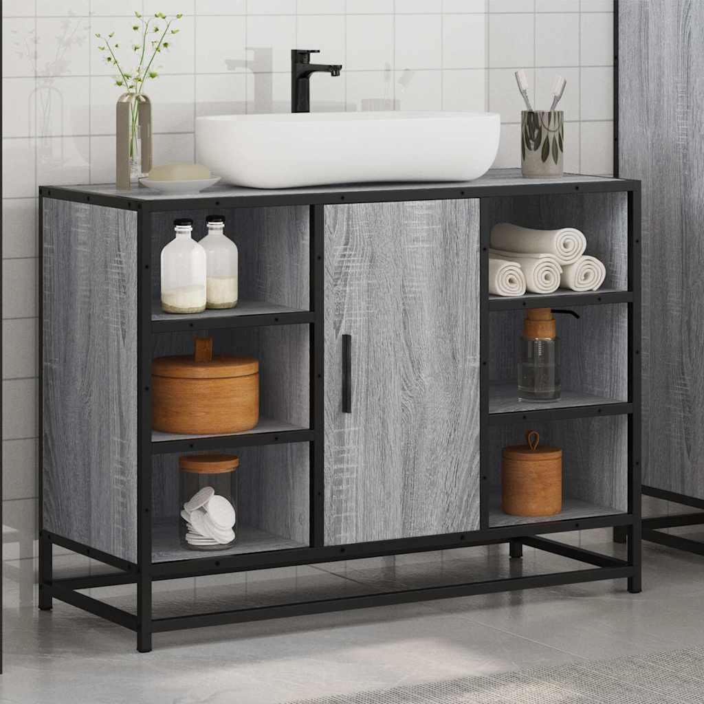 Mobile Lavabo Bagno Nero 60x30x60 cm Legno Multistrato - immagine 8