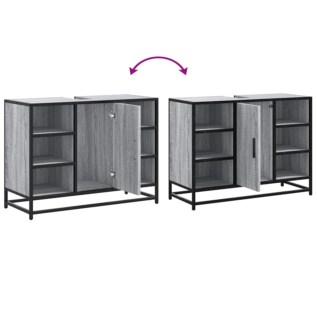 Mobile Lavabo Bagno Nero 60x30x60 cm Legno Multistrato - immagine 2