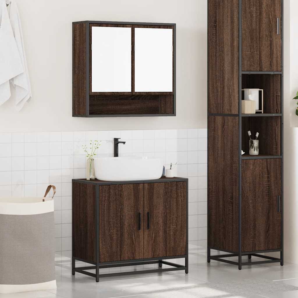 Set Mobili da Bagno 2 pz Rovere Sonoma in Legno Multistrato - immagine 3