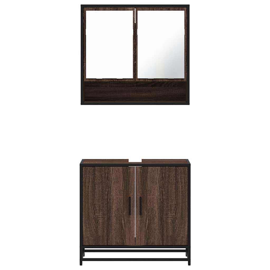 Set Mobili da Bagno 2 pz Rovere Sonoma in Legno Multistrato - immagine 4