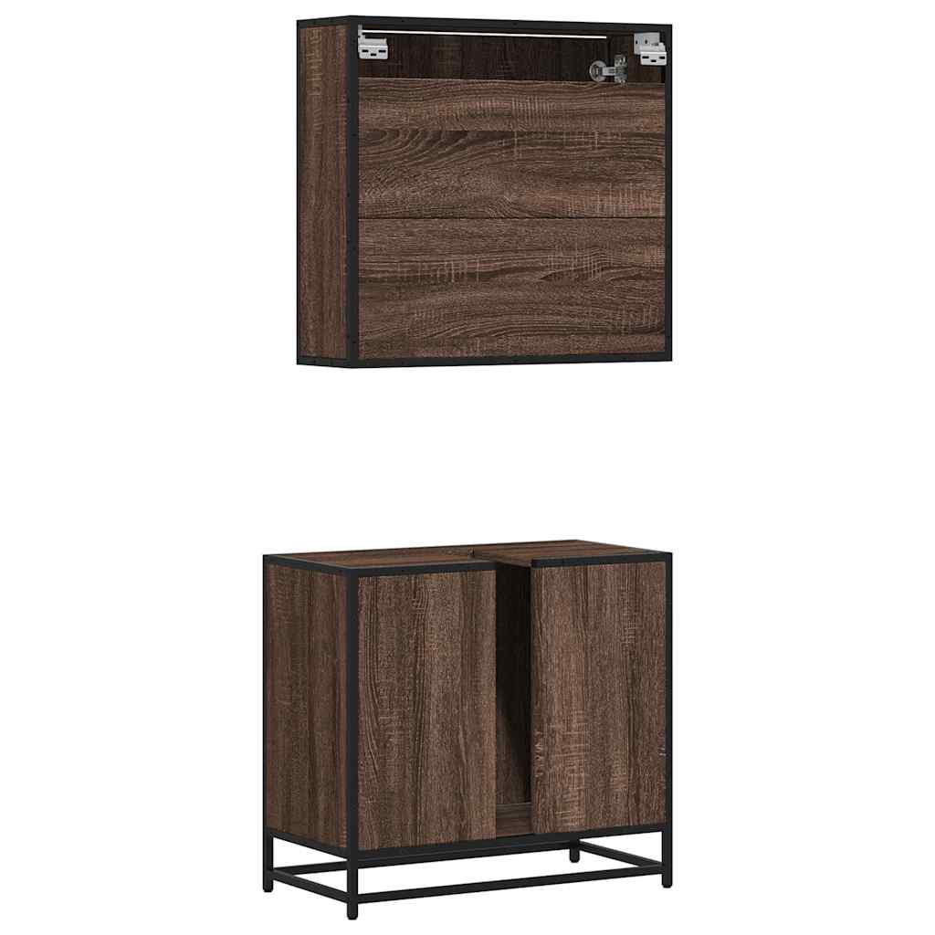 Set Mobili da Bagno 2 pz Rovere Sonoma in Legno Multistrato - immagine 6