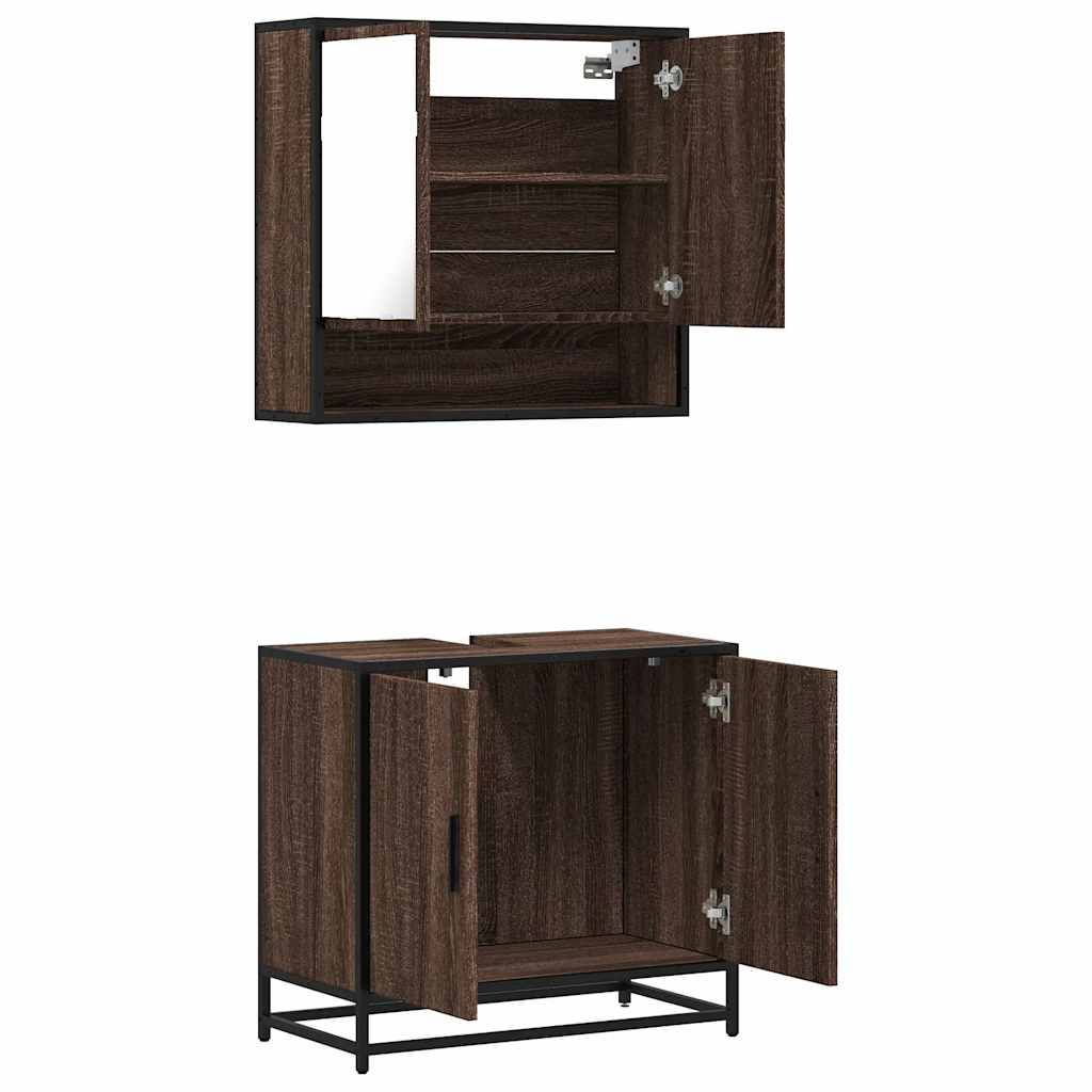 Set Mobili da Bagno 2 pz Rovere Sonoma in Legno Multistrato - immagine 7
