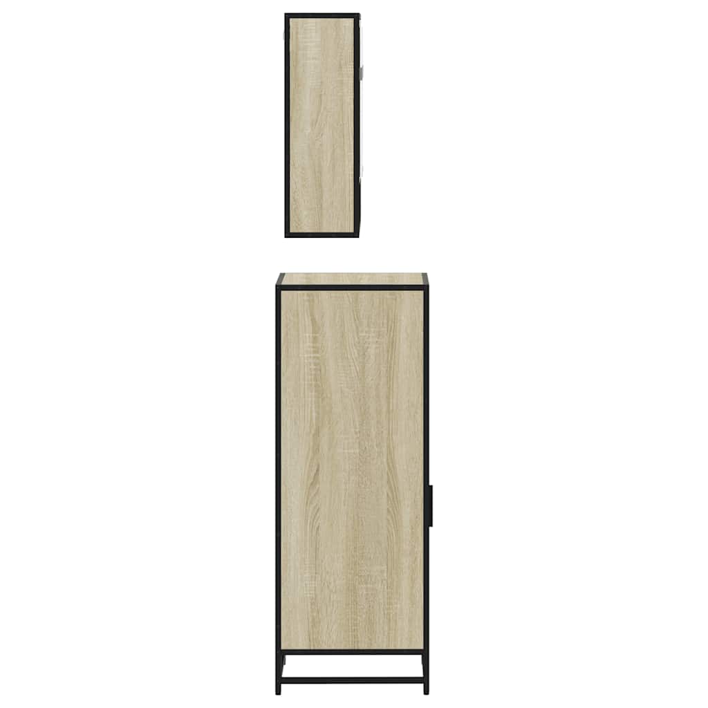 Set Mobili da Bagno 3 pz Rovere Sonoma in Legno Multistrato - immagine 2
