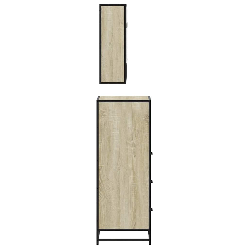 Set Mobili da Bagno 3 pz Rovere Sonoma in Legno Multistrato - immagine 9
