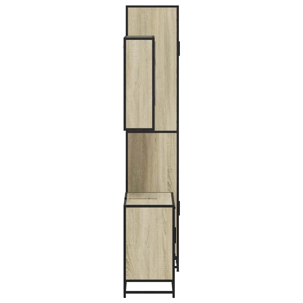 Set Mobili da Bagno 3 pz Rovere Sonoma in Legno Multistrato - immagine 5